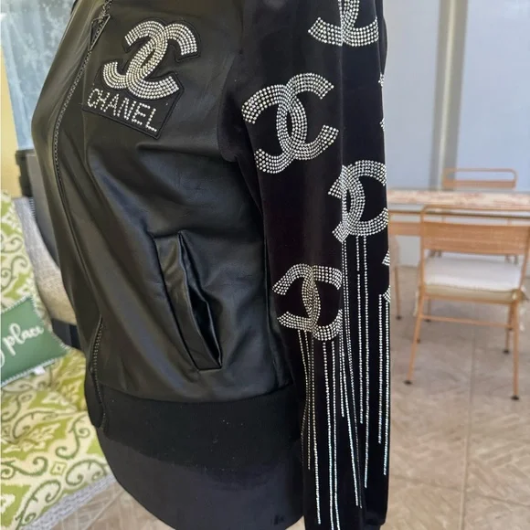 CC Black Bomber Jacket with Silver Details - Picture 6 of 12